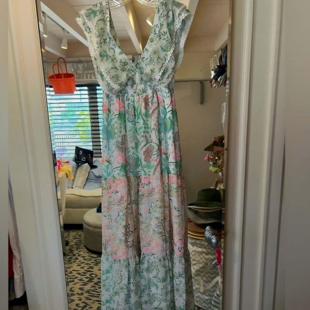 House of Harlow Romantic and Feminine and Gorgeous Pastel Floral Maxi Dress - Picture 8 of 12
